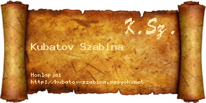 Kubatov Szabina névjegykártya